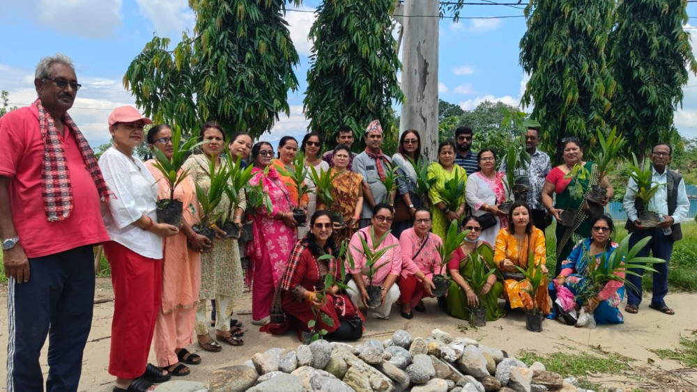 एकल महिलाद्वारा विरोटपोखरमा वृक्षारोपण